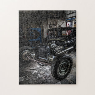 Hotrod in einem Garage-Puzzle Puzzle