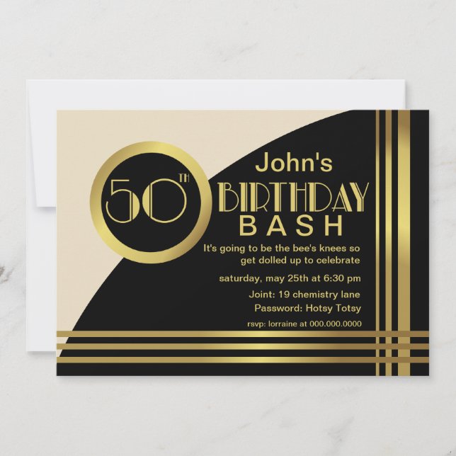 Hotsy Totsy Zwanzigerjahre Art-laden 50. Einladung (Vorderseite)