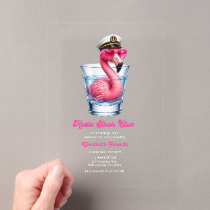 Hottie Shots Club Lustige Rosa Flamingo Junggesell Acryleinladungen