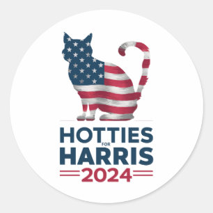 Hotties for Harris 2024 Cat Ladys Kamala Harris Runder Aufkleber