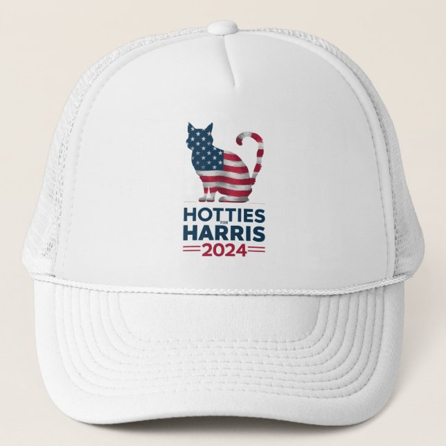 Hotties for Harris 2024 Cat Ladys Kamala Harris Truckerkappe (Vorderseite)