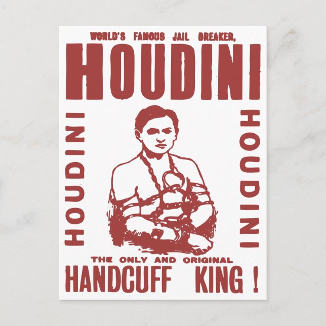 Houdini, der Handschellen König Postkarte (Vorderseite)