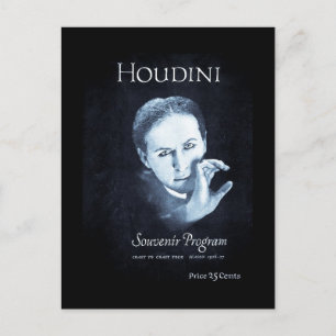 Houdini-Erinnerungsprogramm Tournee 1926-27 Postkarte