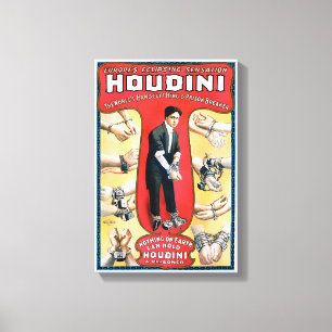 Houdini Magician 1909 Vintage Poster wiederhergest Leinwanddruck