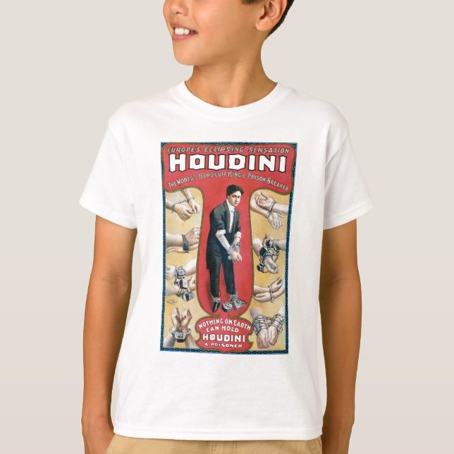 Houdini ~ Vintag Handcuff Escape Artist T-Shirt (Vorderseite)