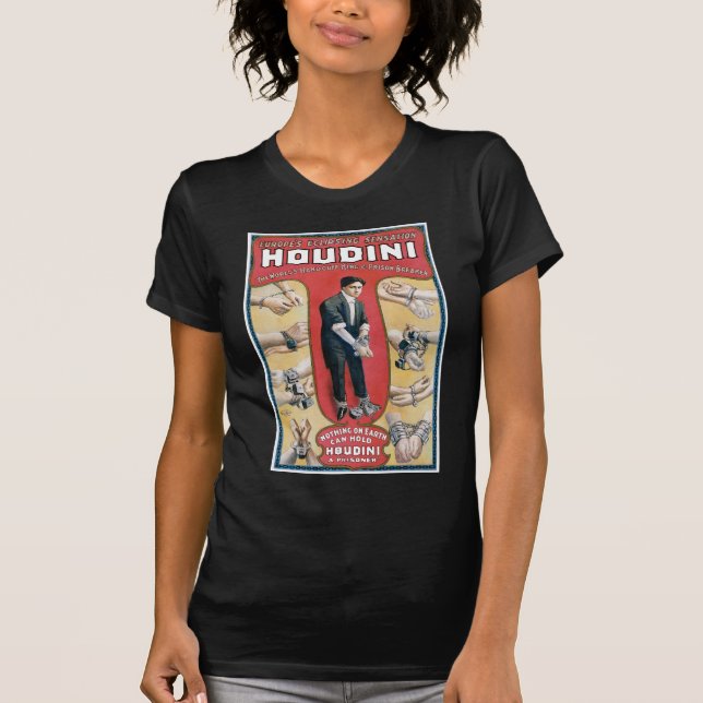 Houdini ~ Vintag Handcuff Escape Artist T-Shirt (Vorderseite)