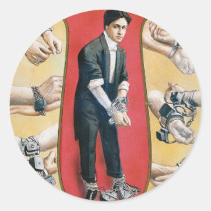 Houdini ~ Vintage Handschellen-Entfesselungskünstl Runder Aufkleber