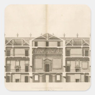 Houghton Hall: Abschnitt der Westfront, graviert Quadratischer Aufkleber