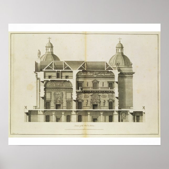 Houghton Hall: Querschnitt durch den Saal und den  Poster (Vorne)