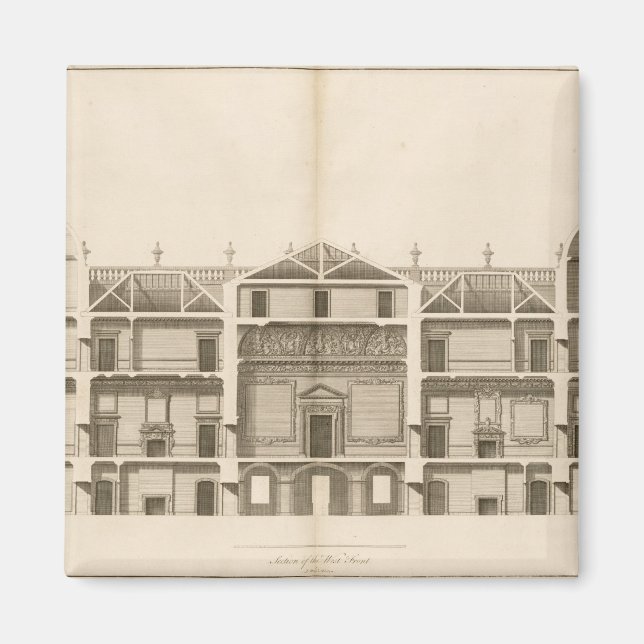 Houghton Hall: Teil der Westfront graviert Magnet (Vorne)