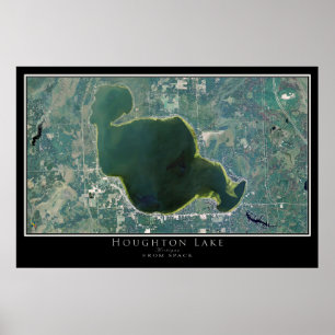Houghton Lake Michigan Satellite Poster Karte