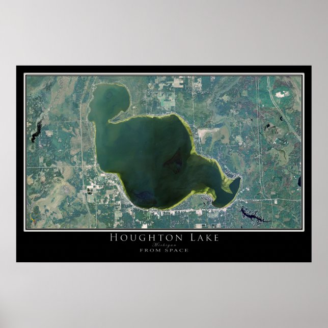 Houghton Lake Michigan Satellite Poster Karte (Vorne)