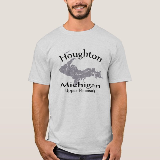 Houghton Michigan Map Design T - Shirt (Vorderseite)