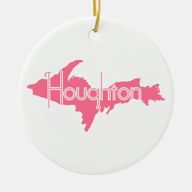 Houghton Michigan Oberleder-Halbinsel Keramik Ornament (Vorne)
