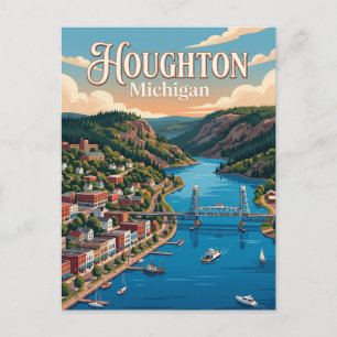 Houghton, Michigan Postkarte