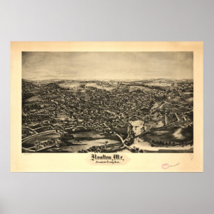 Houlton Maine 1894 Antique Panoramabalkarte Poster
