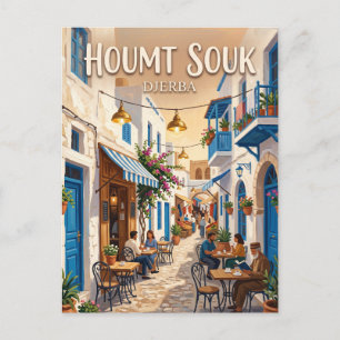 Houmt Souk Cafe Street Tunesien Postkarte