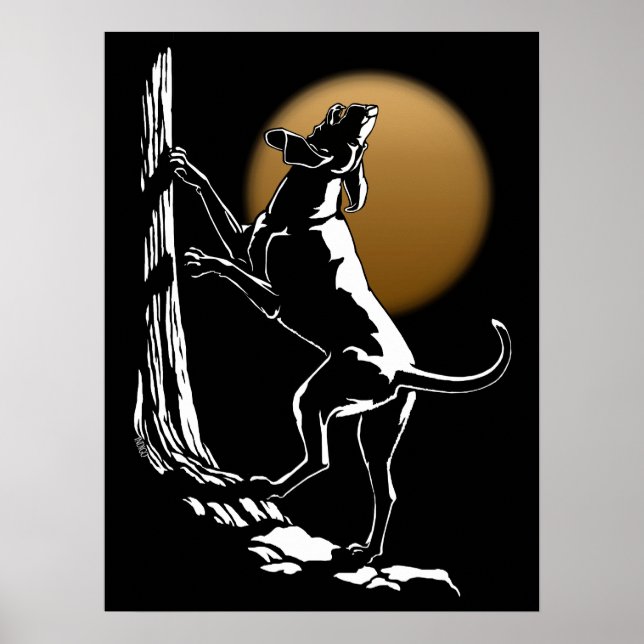 Hound Dog Art Poster Jagen Hund Print Poster Sm (Vorne)