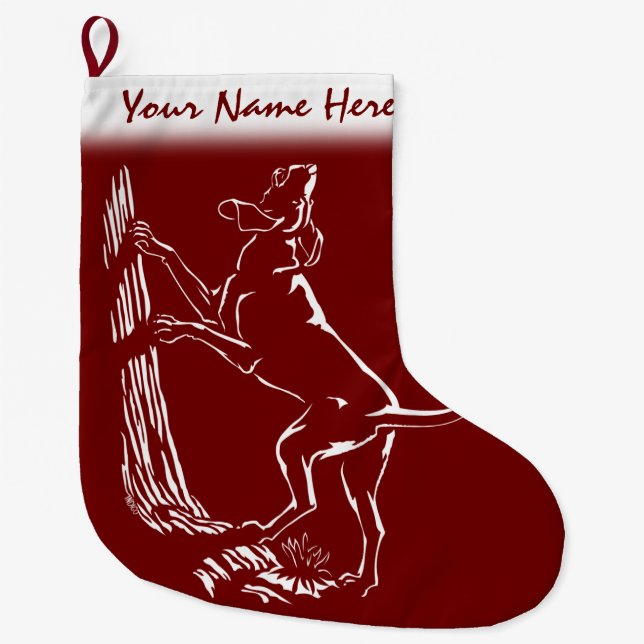 Hound Dog Christmas Stocking Dog Lover Stockings Großer Weihnachtsstrumpf (Vorderseite)
