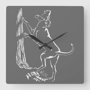 Hound Dog Clock Hunting Dog Art Wall Clock Quadratische Wanduhr