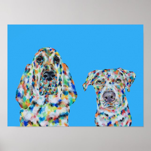 Hound Dog und Labrador Kunstposter Poster (Vorne)