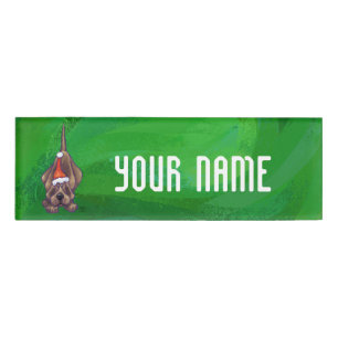 Hound Dog Weihnachten auf Grün Namenschild