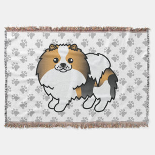 Hound Tricolor Pomeranian Süßer Cartoon-Hund & Pfo Decke