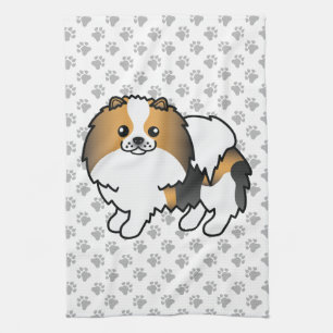 Hound Tricolor Pomeranian Süßer Cartoon-Hund & Pfo Geschirrtuch