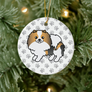 Hound Tricolor Pomeranian Süßer Cartoon-Hund & Pfo Keramik Ornament