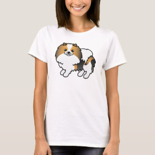 Hound Tricolor Pomeranian Süßer Cartoon-Hund T-Shirt