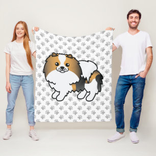 Hound Tricolor Spitz Niedlich Cartoon Dog & Paws Fleecedecke