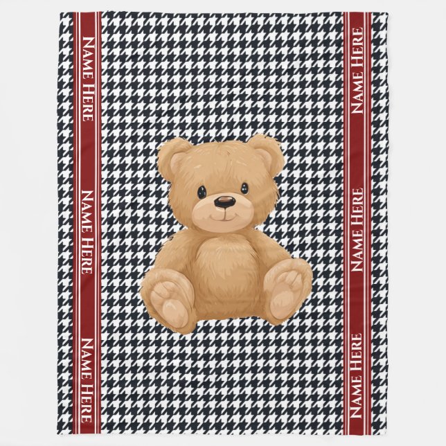 Houndstooth Bear Home Fleecedecke (Vorderseite)