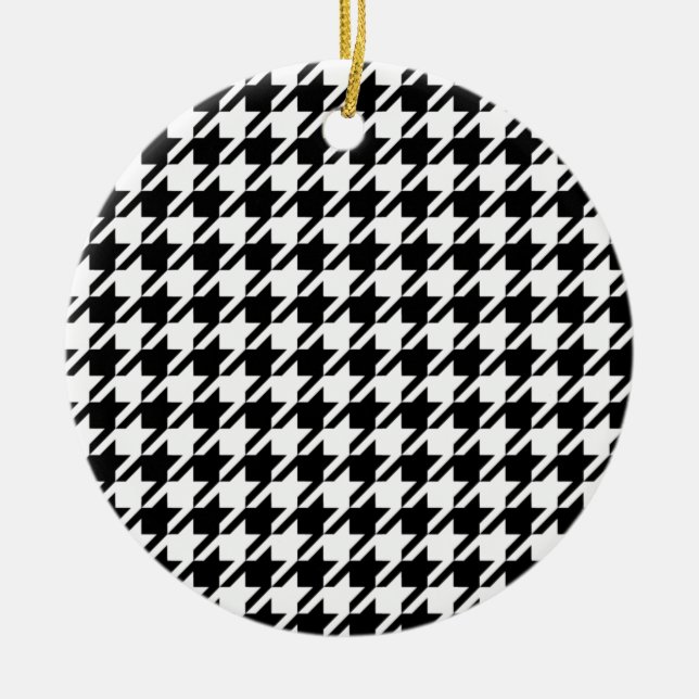 Houndstooth Large Classic Pattern Keramik Ornament (Vorne)