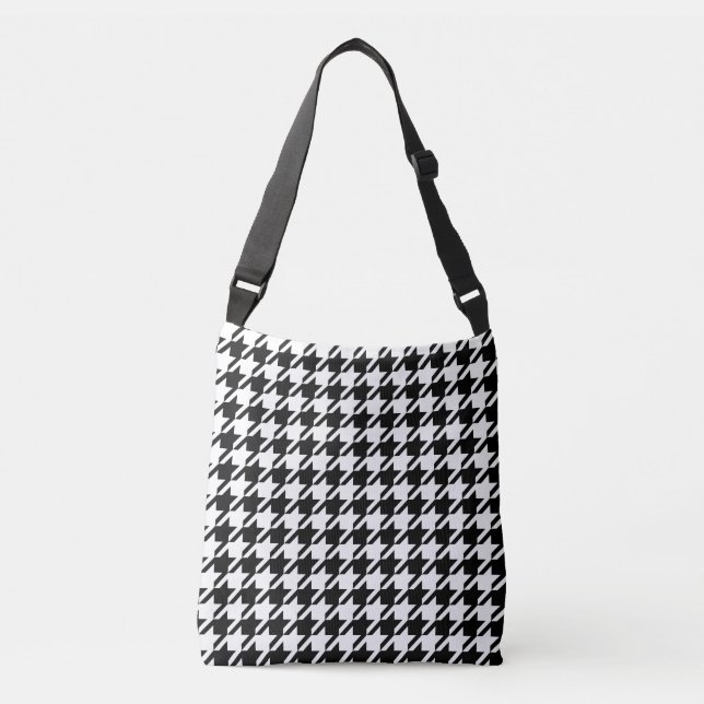Houndstooth Large Classic Pattern Tragetaschen Mit Langen Trägern (Vorderseite)