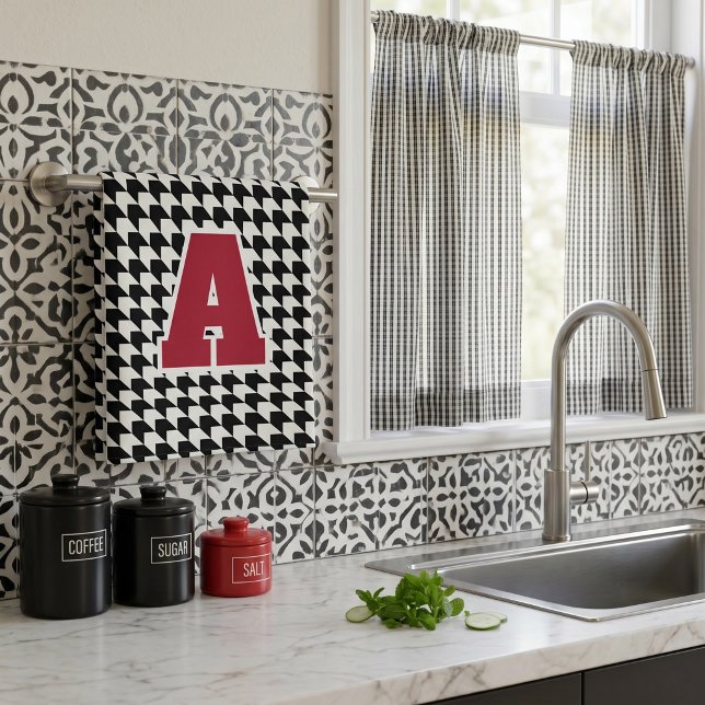 Houndstooth-Monogramm  Geschirrtuch (Von Creator hochgeladen)