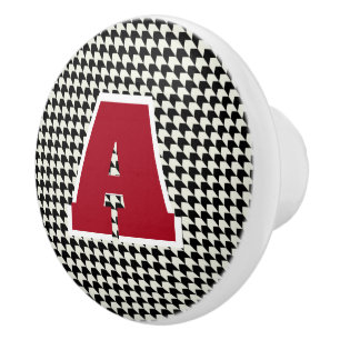Houndstooth-Monogramm Keramikknauf