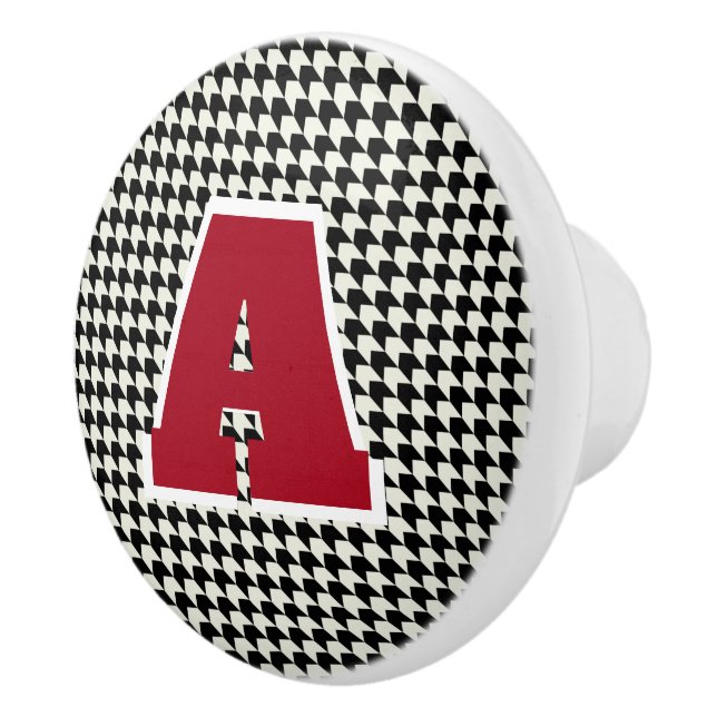 Houndstooth-Monogramm  Keramikknauf (Rechts)