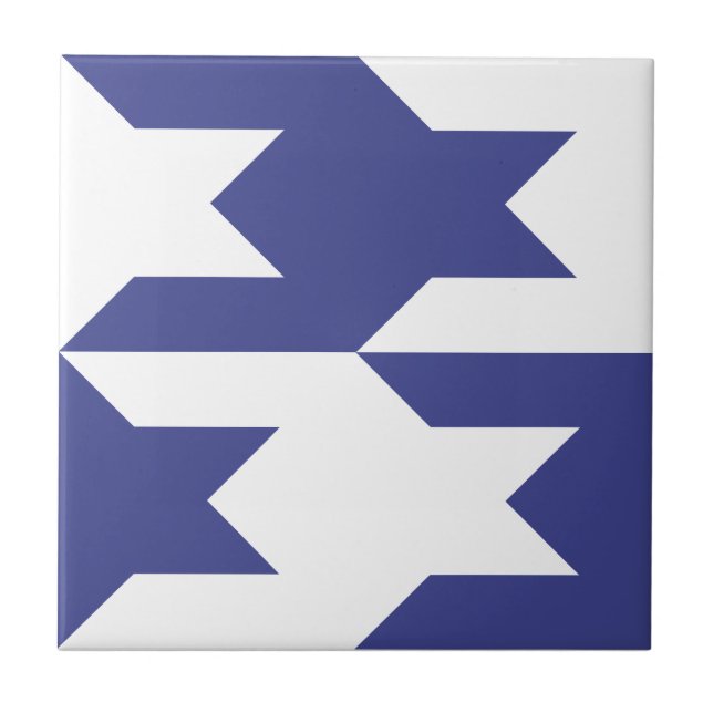 Houndstooth-Muster 1 Königlich Blau Fliese (Vorderseite)