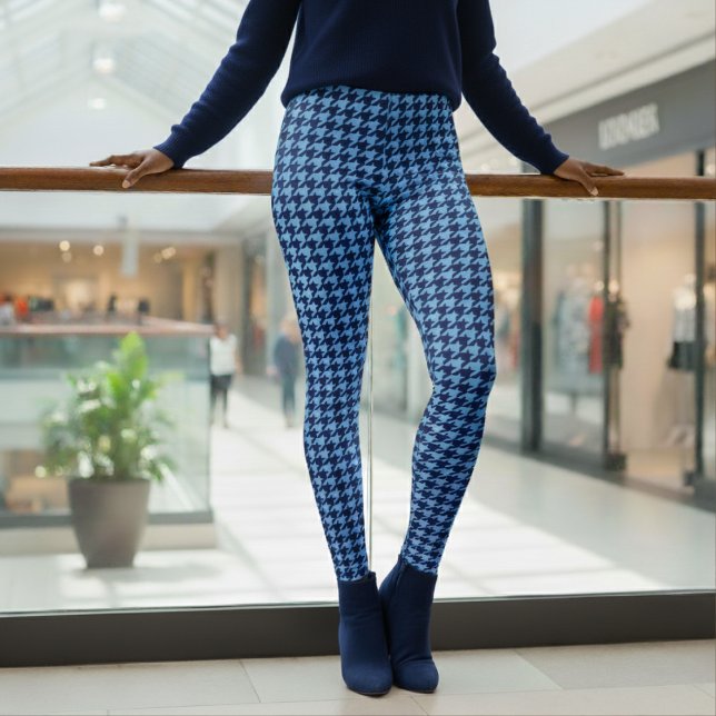 Houndstooth-Muster Blau Leggings (Von Creator hochgeladen)