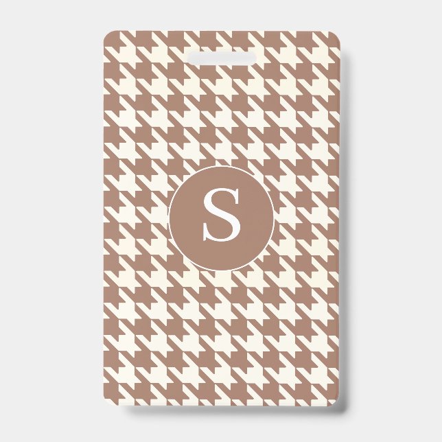 Houndstooth-Muster-Mocha-Mousse und Weiß Ausweis (Vorderseite)