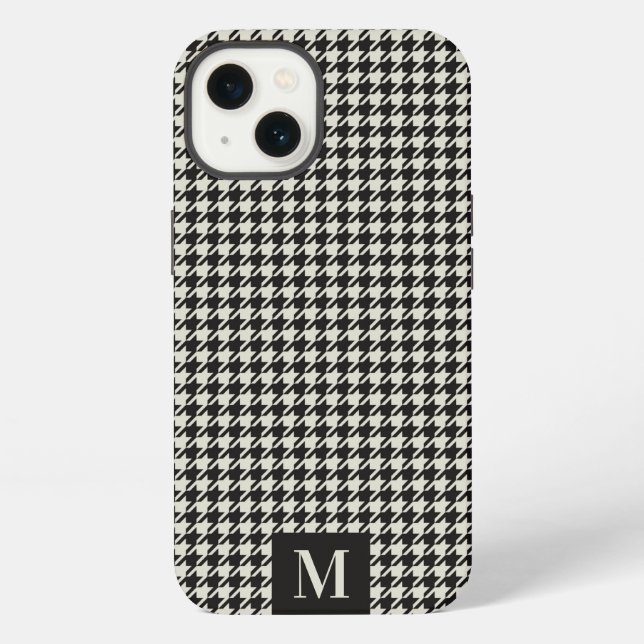 Houndstooth-Muster Monogramm iPhone-Hülle iPhone Hülle (Rückseite)