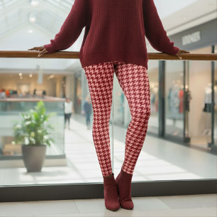 Houndstooth-Muster Rosa & Rot Leggings