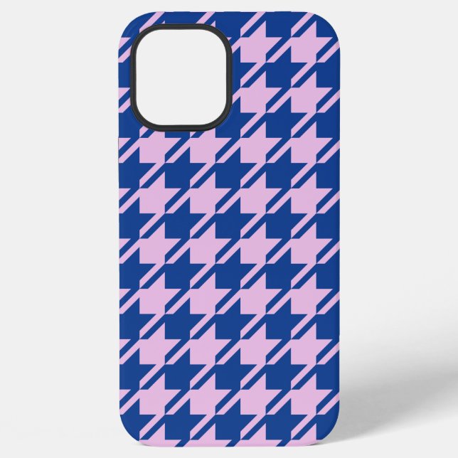 Houndstooth-Rosa+Blau-Muster iPhone Hülle (Rückseite)