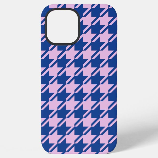 Houndstooth Rosa+Blau Muster iPhone Hülle (Rückseite)