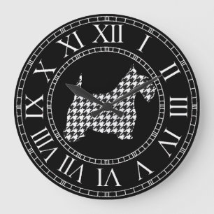 Houndstooth Scottie Dog Große Wanduhr