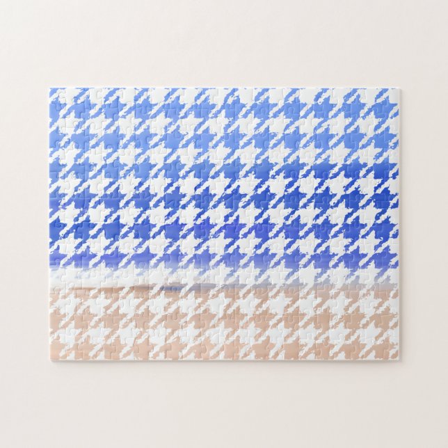 Houndstooth-Strand und Ozean-Ölgemälde Puzzle (Horizontal)