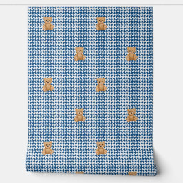 Houndstooth Teddy Home, Classic Blue, Tapete