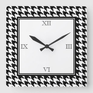 Houndstooth Wall Clock Quadratische Wanduhr
