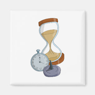 Hourglas, Sonnenuhr und Taschenuhr Magnet