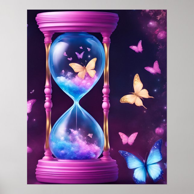 HOURGLASS BUTTERFLY ART LILA POSTER (Vorne)
